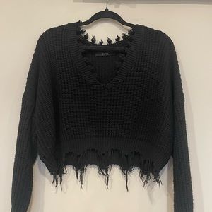 Zaful Black Cropped Sweater